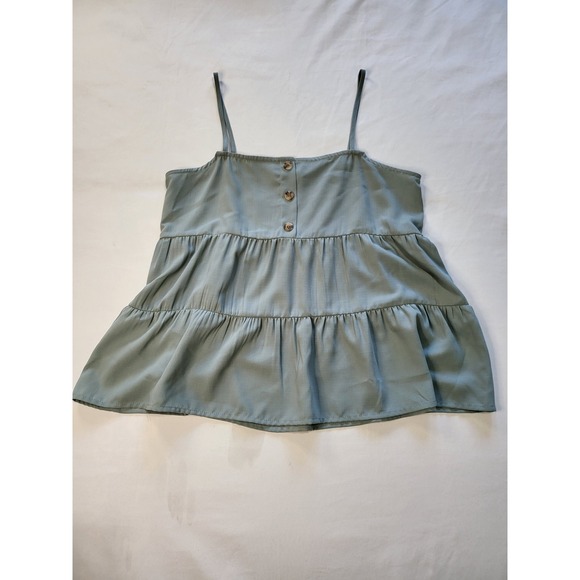 Paper Crane Tops - Paper Crane Sage Green Tiered Babydoll Camisole C11387AT Small